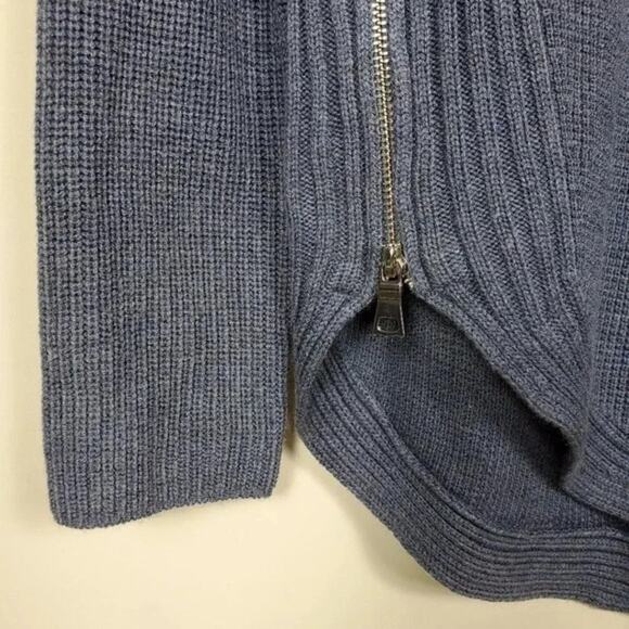 INC Waffle Knit Sweater Top Womans Size PS Blue Side-Zip Long Sleeve NEW - Picture 3 of 8